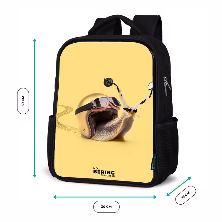Sac à dos enfant - Noir - Escargot avec casque de moto — 8