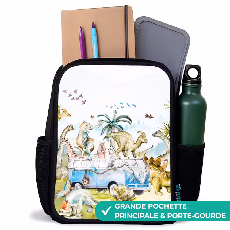 Sac à dos enfant - Noir - Fourgon avec dinos — 10