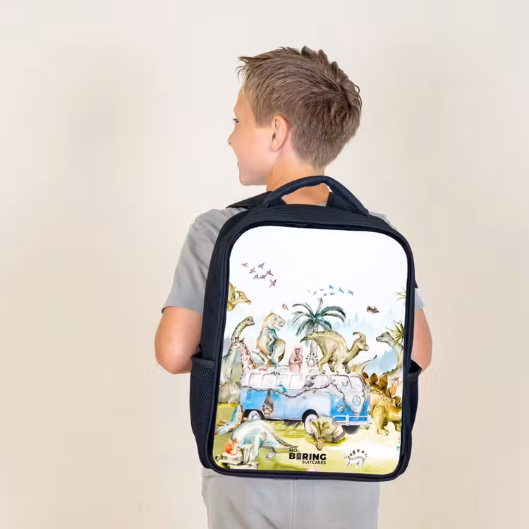Sac à dos enfant - Noir - Fourgon avec dinos — 2