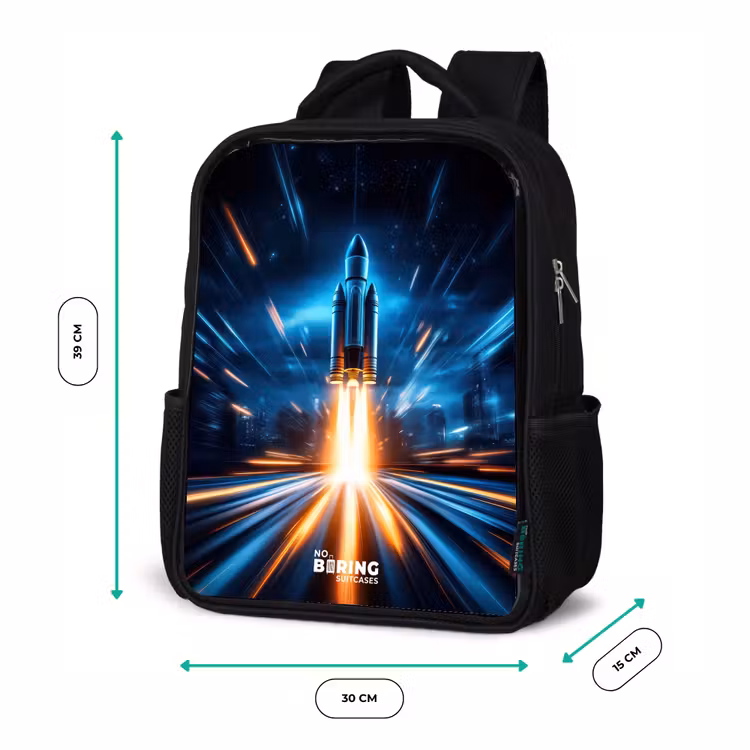 Sac à dos enfant - Noir - La fusée spatiale décolle dans un spectacle lumineux nocturne — 8