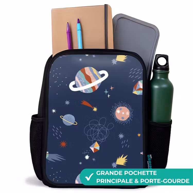Sac à dos enfant - Noir - Les planètes dans le ciel — 10
