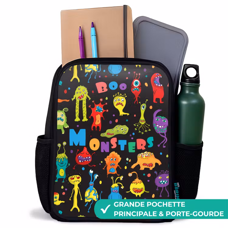 Sac à dos enfant - Noir - Modèle de monstres — 10