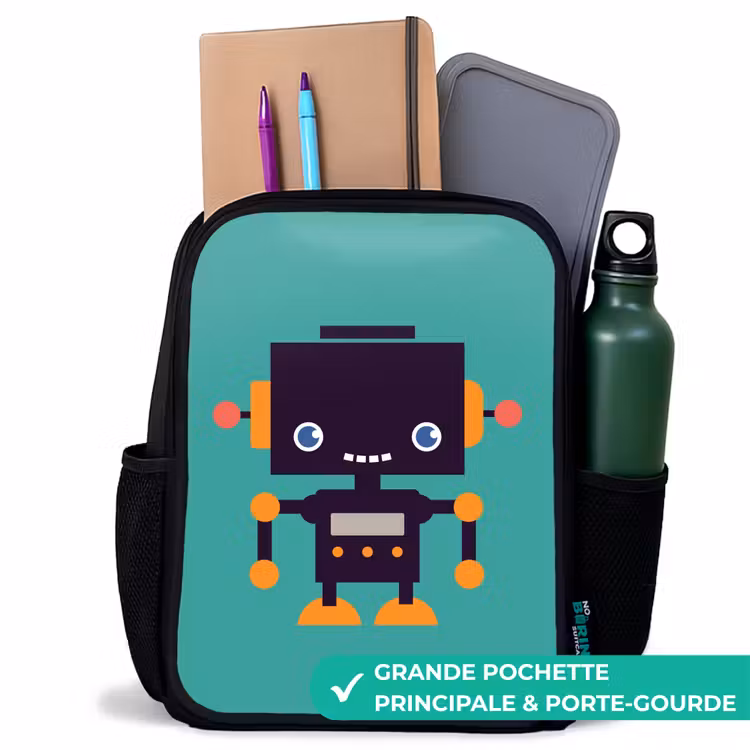 Sac à dos enfant - Noir - Robot vert — 10
