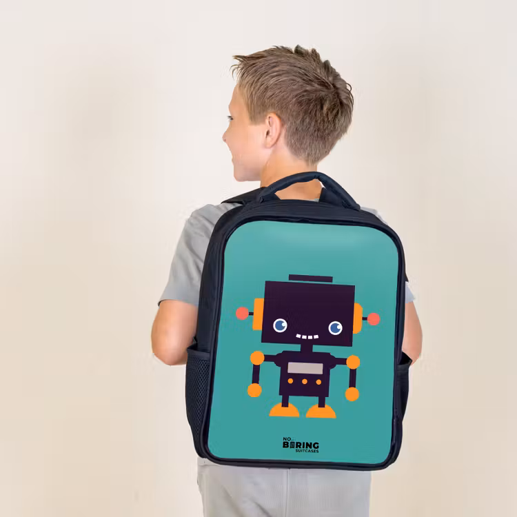 Sac à dos enfant - Noir - Robot vert — 2