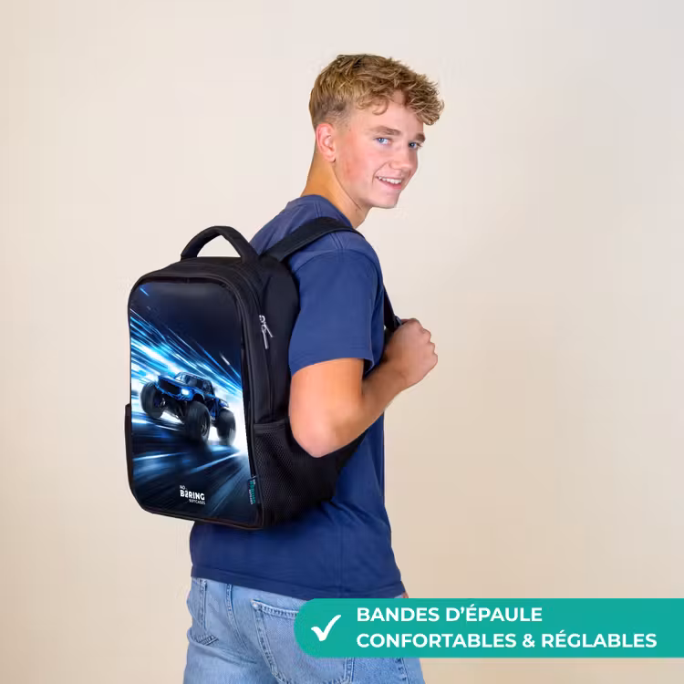 Sac à dos enfant - Noir - Un camion monstre passe à la vitesse de la lumière — 11