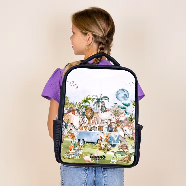 Sac à dos enfant - Noir - Van avec tous les animaux — 4