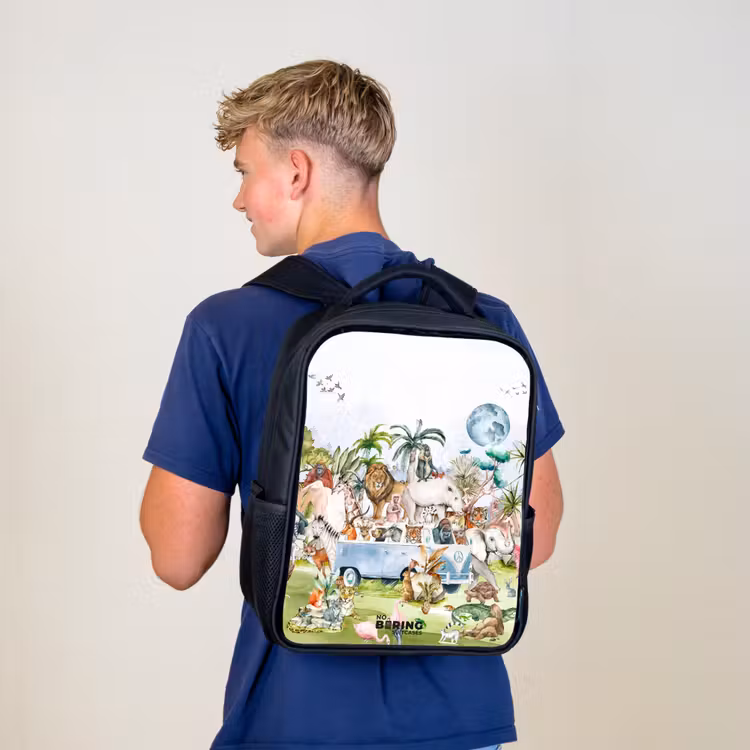 Sac à dos enfant - Noir - Van avec tous les animaux — 5