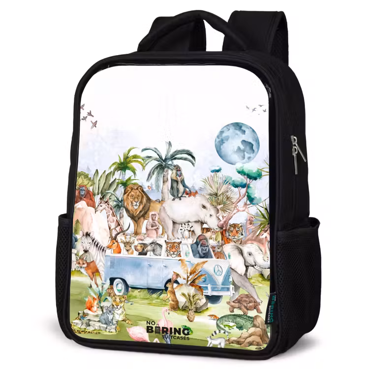 Sac à dos enfant - Noir - Van avec tous les animaux — 6