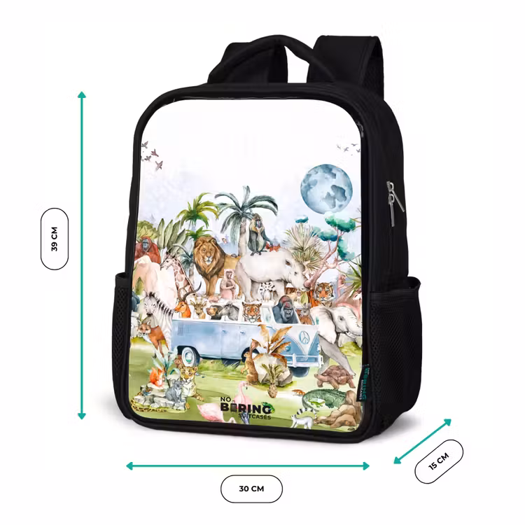Sac à dos enfant - Noir - Van avec tous les animaux — 8