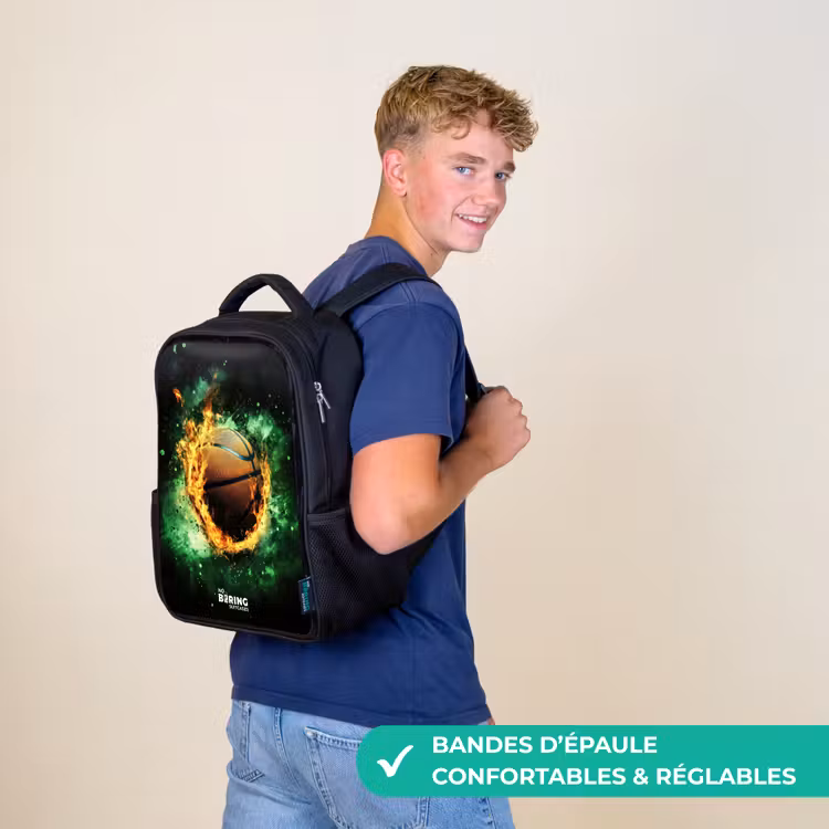 Sac à dos enfant - Noir - Basket-ball en flammes et énergie explosive — 11
