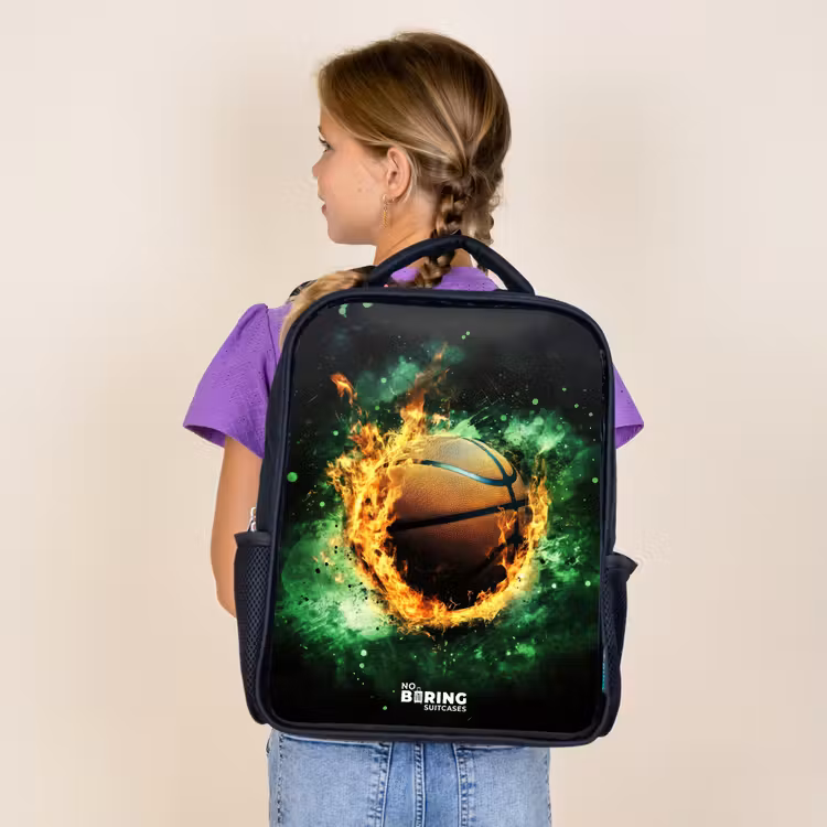 Sac à dos enfant - Noir - Basket-ball en flammes et énergie explosive — 4