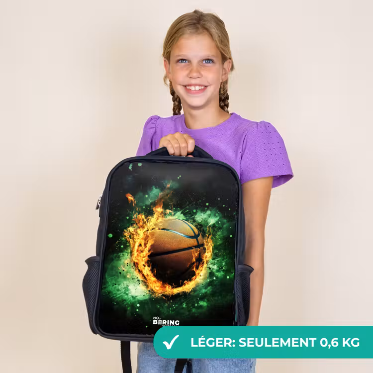Sac à dos enfant - Noir - Basket-ball en flammes et énergie explosive — 9