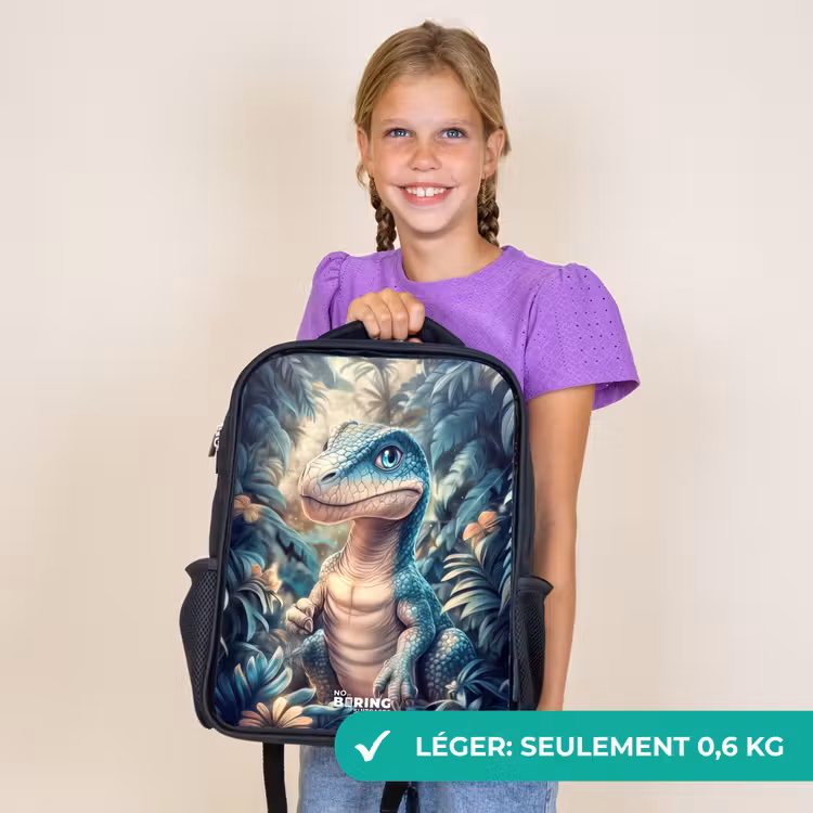 Sac à dos enfant - Noir - Dino dans une jungle mystique au clair de lune — 9