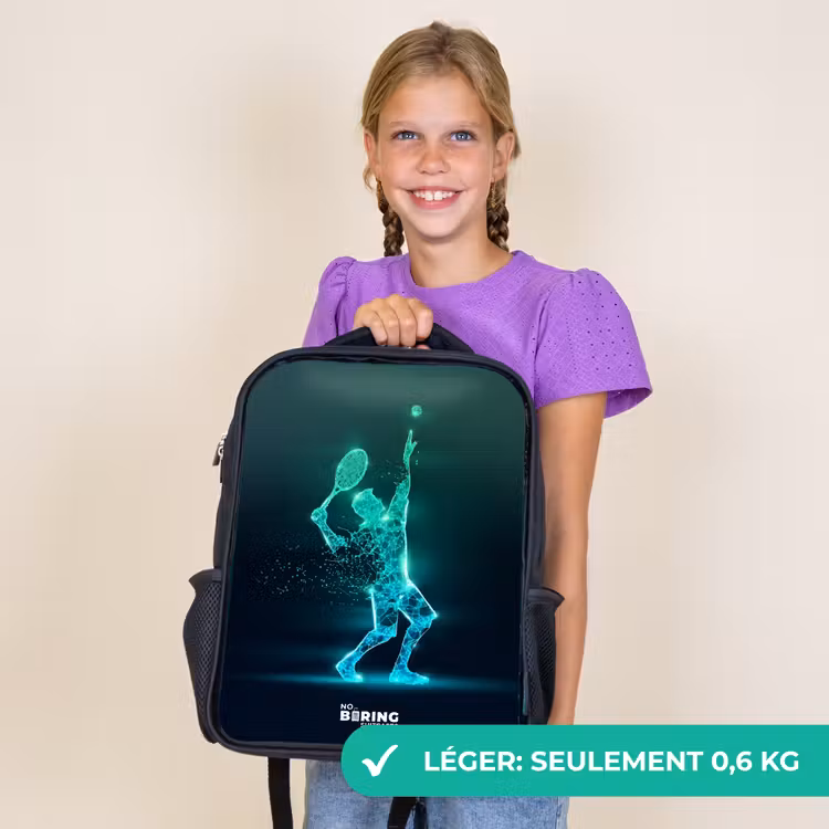Sac à dos enfant - Noir - Joueur de tennis numérique dans un style futuriste — 9