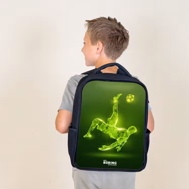 Sac à dos enfant - Noir - L'omelette au néon vert en action — 2