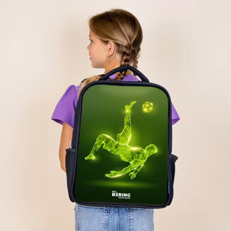 Sac à dos enfant - Noir - L'omelette au néon vert en action — 4