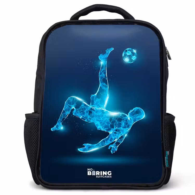 Sac à dos enfant - Noir - Omake en football bleu néon — 1