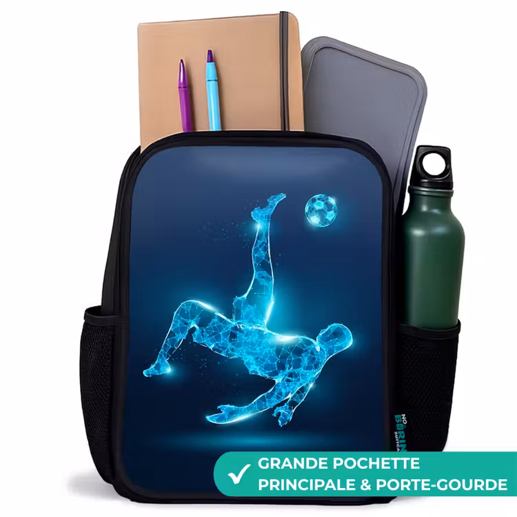 Sac à dos enfant - Noir - Omake en football bleu néon — 10