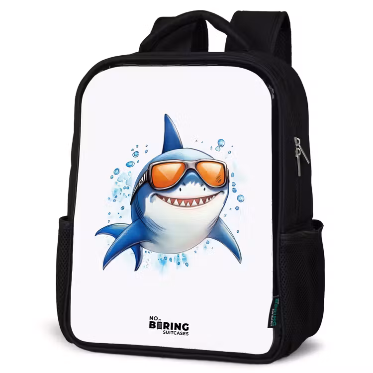 Sac à dos enfant - Noir - Requin cool avec des lunettes de soleil dans l'eau — 6