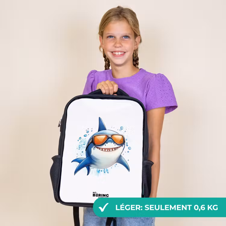 Sac à dos enfant - Noir - Requin cool avec des lunettes de soleil dans l'eau — 9