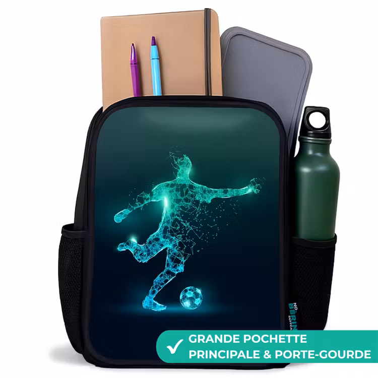 Sac à dos enfant - Noir - Un footballeur donne un coup de pied violent sous forme numérique — 10