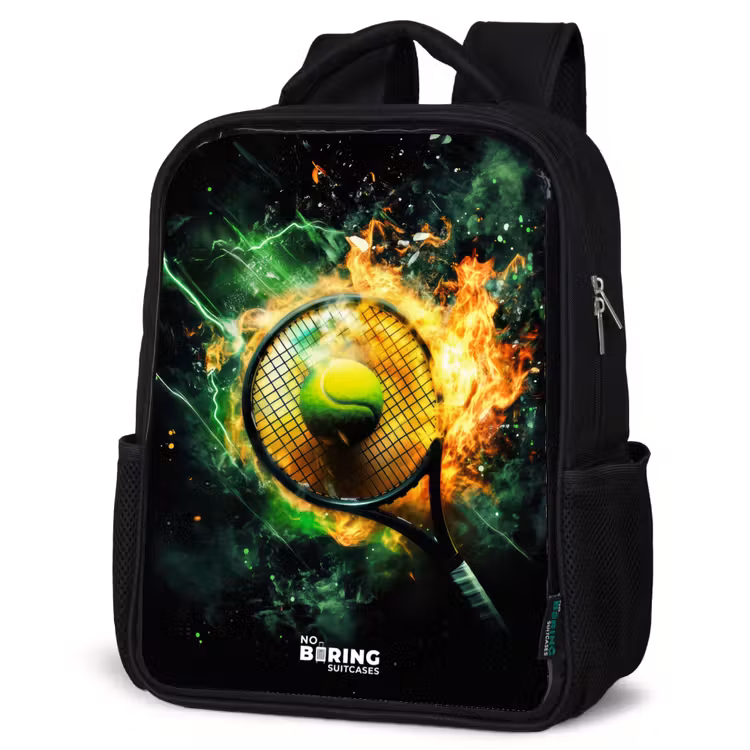 Sac à dos enfant - Noir - Une balle de tennis en flammes lors d'un puissant smash — 6