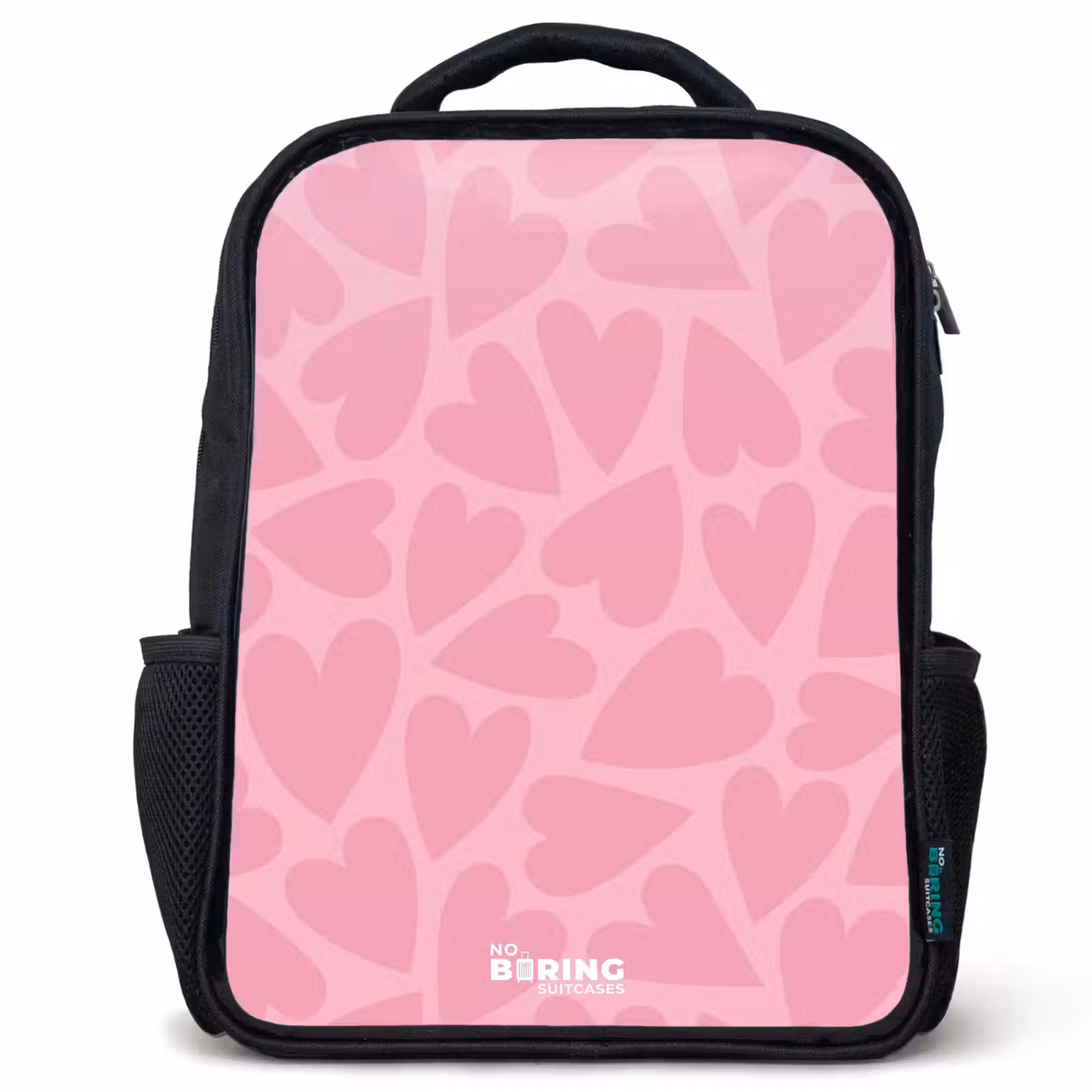 Sac à dos enfant - Noir - Motif de cœurs roses — 1