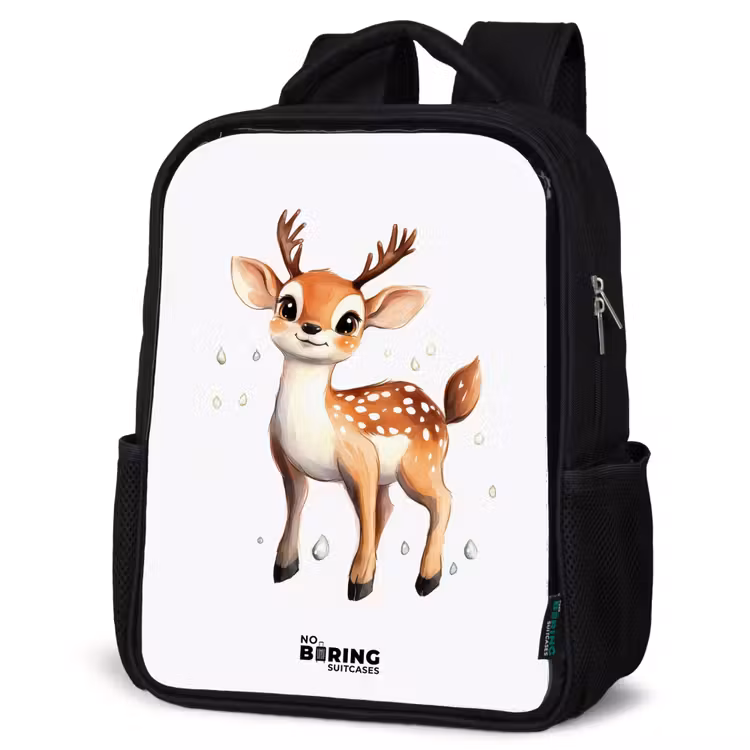 Sac à dos enfant - Noir - Jeune cerf avec des bois et des points blancs — 6