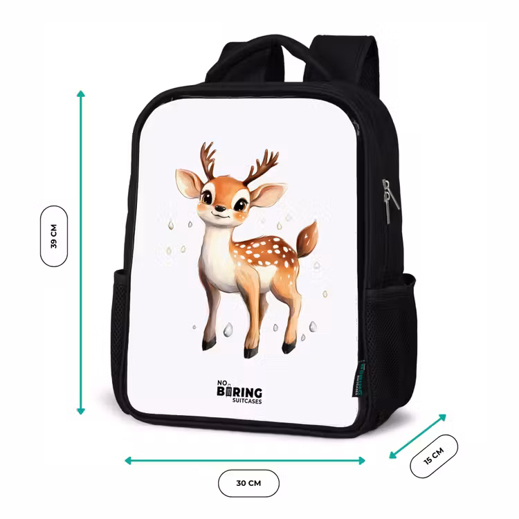 Sac à dos enfant - Noir - Jeune cerf avec des bois et des points blancs — 8