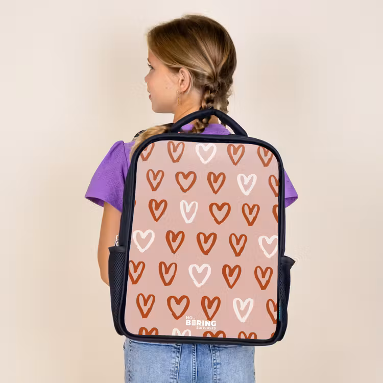 Sac à dos enfant - Noir - Motif de cœur en rose et blanc — 4