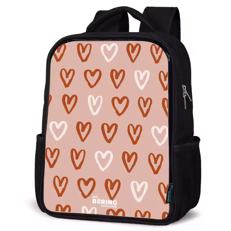 Sac à dos enfant - Noir - Motif de cœur en rose et blanc — 6