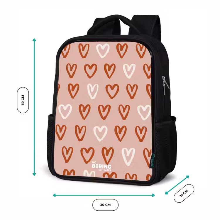 Sac à dos enfant - Noir - Motif de cœur en rose et blanc — 8