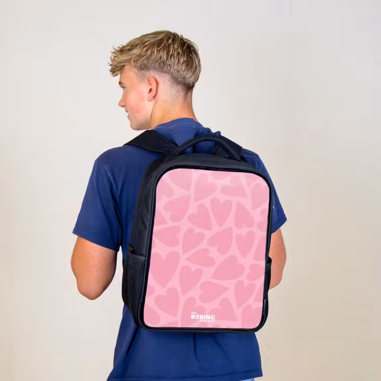 Sac à dos enfant - Noir - Motif de cœurs roses — 5