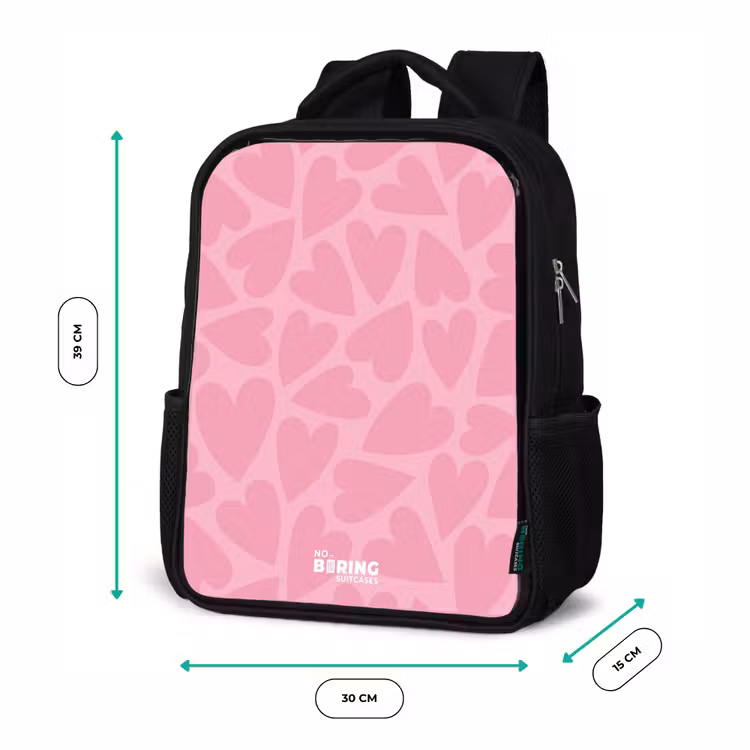 Sac à dos enfant - Noir - Motif de cœurs roses — 8