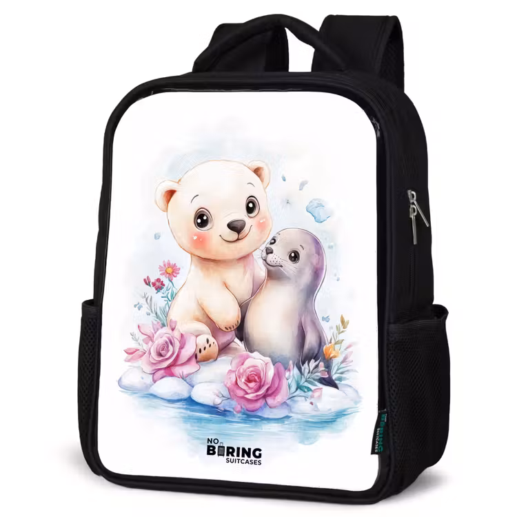 Sac à dos enfant - Noir - Ours polaire et phoque sur la banquise — 6
