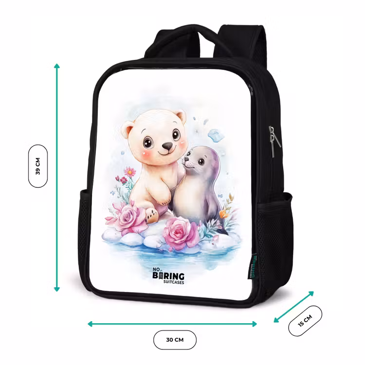 Sac à dos enfant - Noir - Ours polaire et phoque sur la banquise — 8