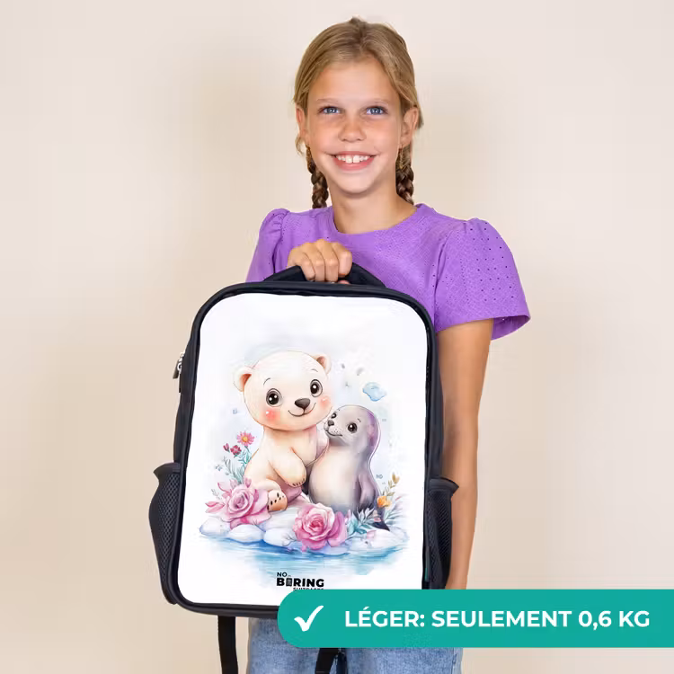 Sac à dos enfant - Noir - Ours polaire et phoque sur la banquise — 9