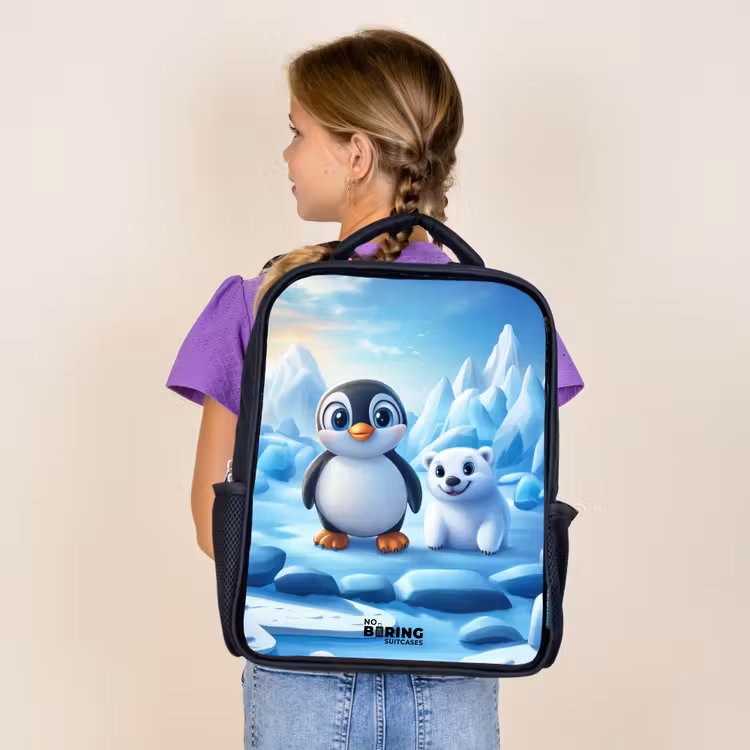Sac à dos enfant - Noir - Pingouin et ours polaire sur la banquise — 4
