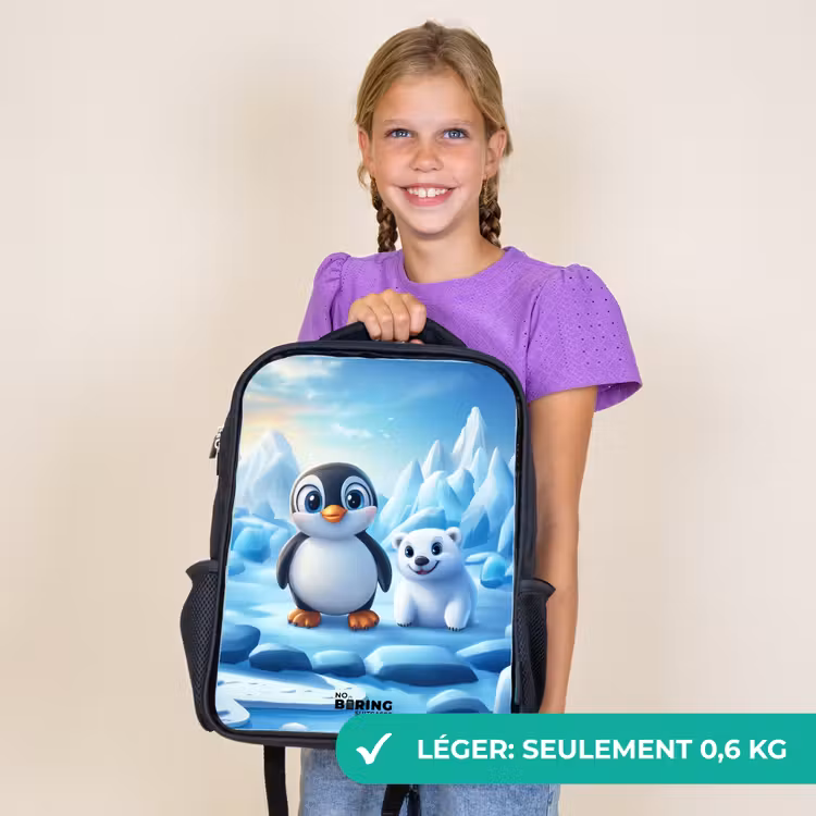 Sac à dos enfant - Noir - Pingouin et ours polaire sur la banquise — 9