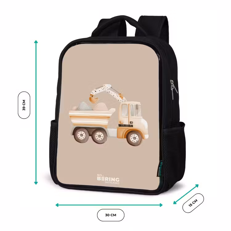 Sac à dos enfant - Noir - Camion-benne jaune dans des couleurs neutres — 8