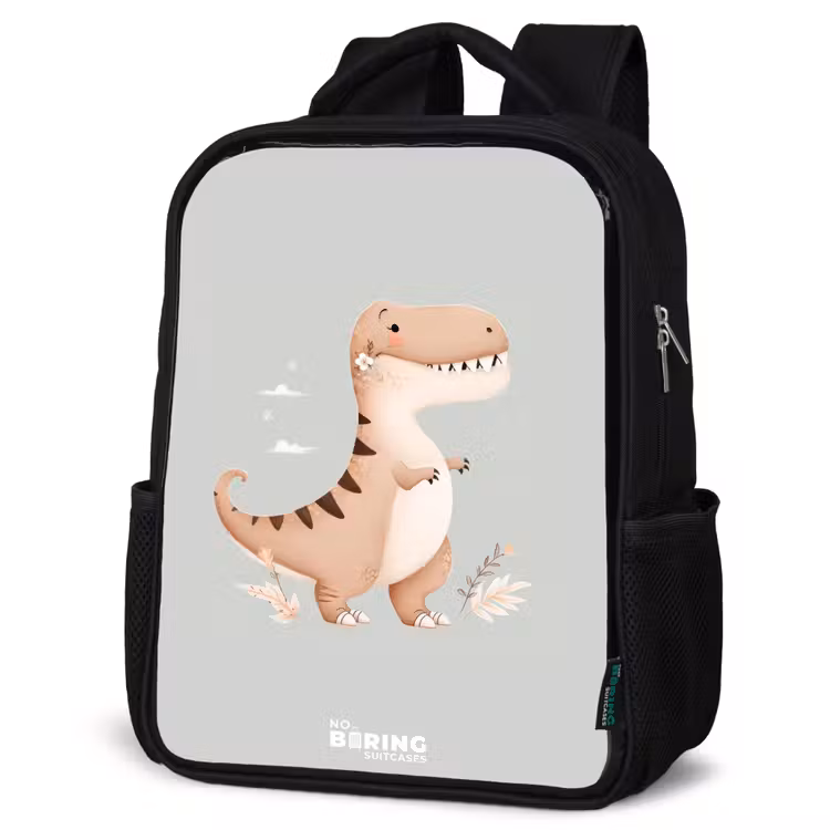 Sac à dos enfant - Noir - Dino en beige et gris — 6