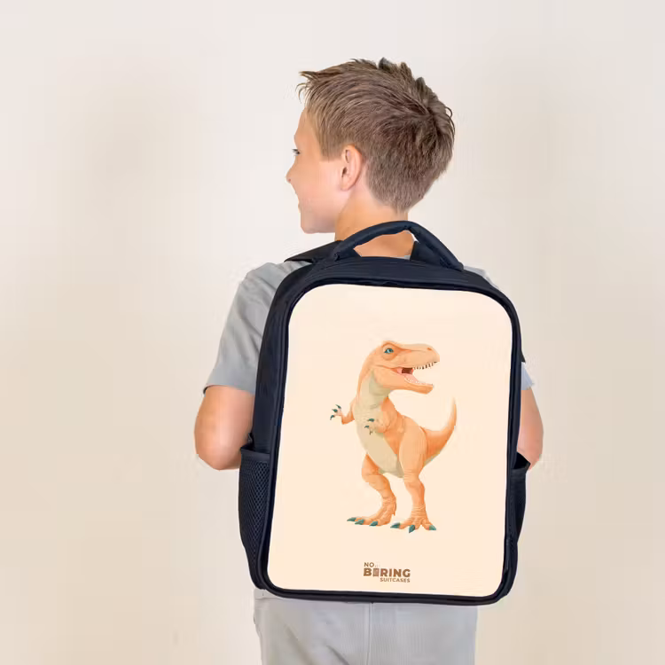 Sac à dos enfant - Noir - Dino T-rex en couleur orange — 2