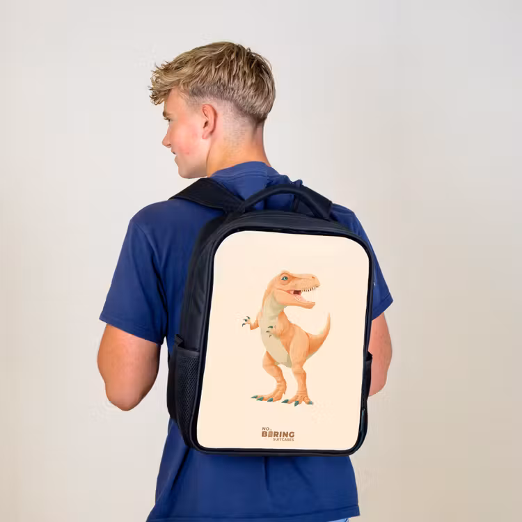 Sac à dos enfant - Noir - Dino T-rex en couleur orange — 5