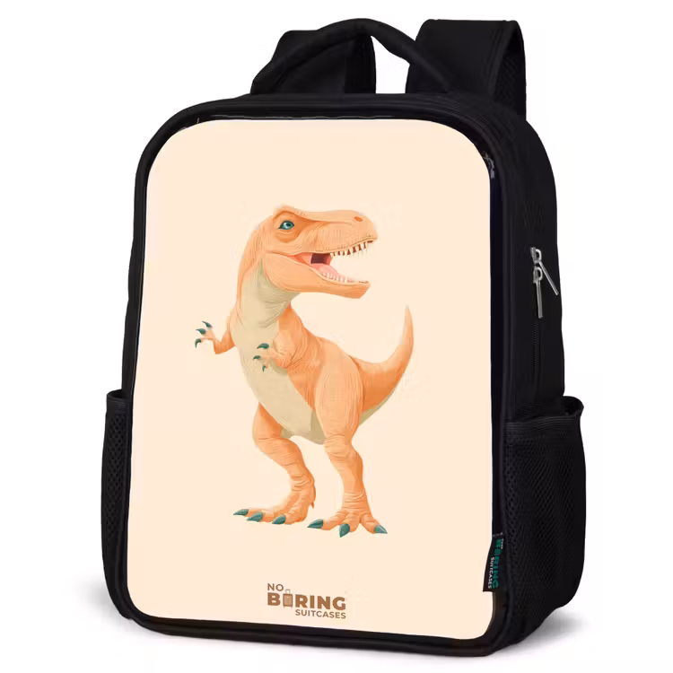 Sac à dos enfant - Noir - Dino T-rex en couleur orange — 6