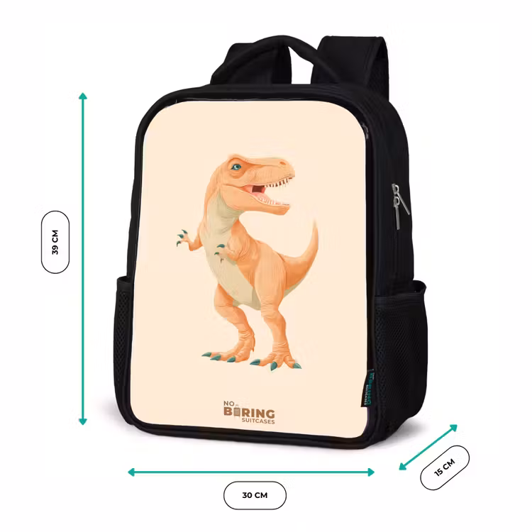 Sac à dos enfant - Noir - Dino T-rex en couleur orange — 8