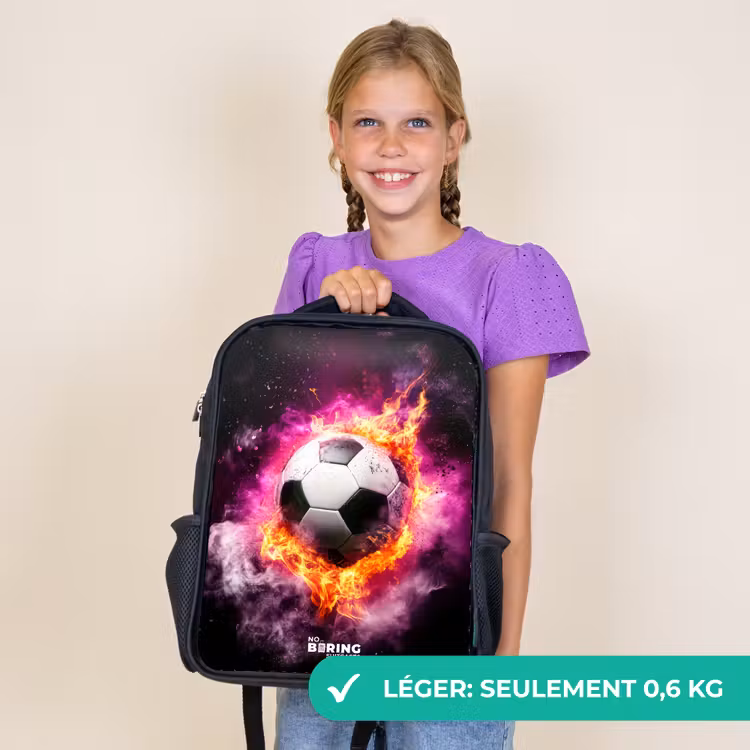 Sac à dos enfant - Noir - Le football dans l'explosion d'un incendie rose — 9