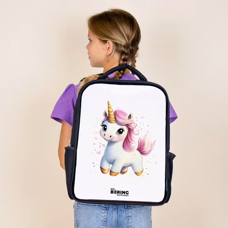 Sac à dos enfant - Noir - Licorne blanche à crinière rose — 4