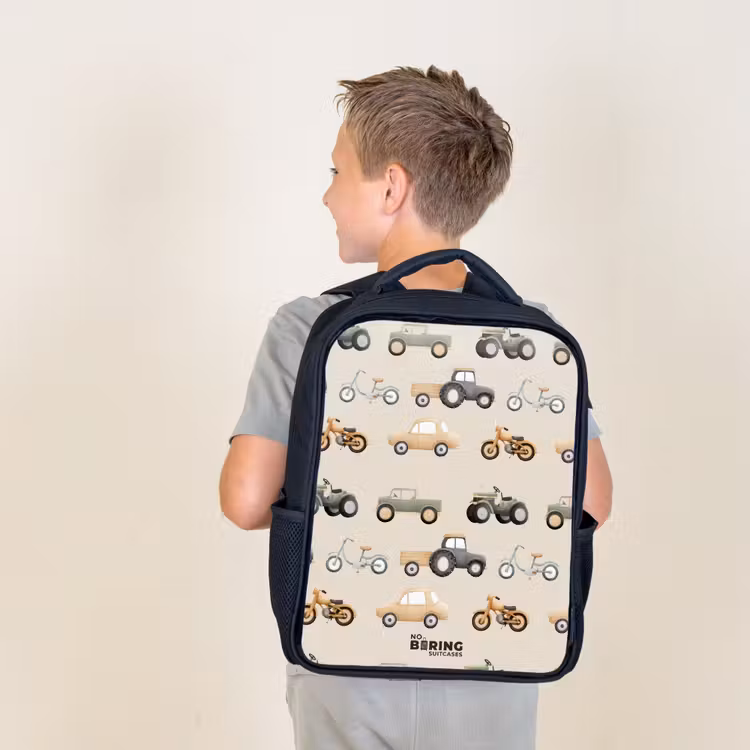 Sac à dos enfant - Noir - Motif de véhicule rétro — 2