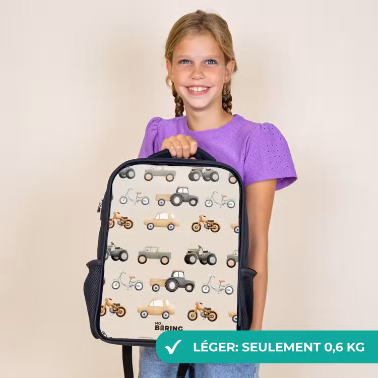Sac à dos enfant - Noir - Motif de véhicule rétro — 9
