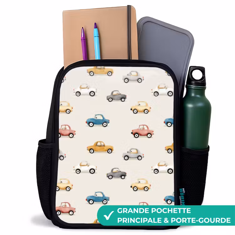 Sac à dos enfant - Noir - Voitures rétro colorées — 10